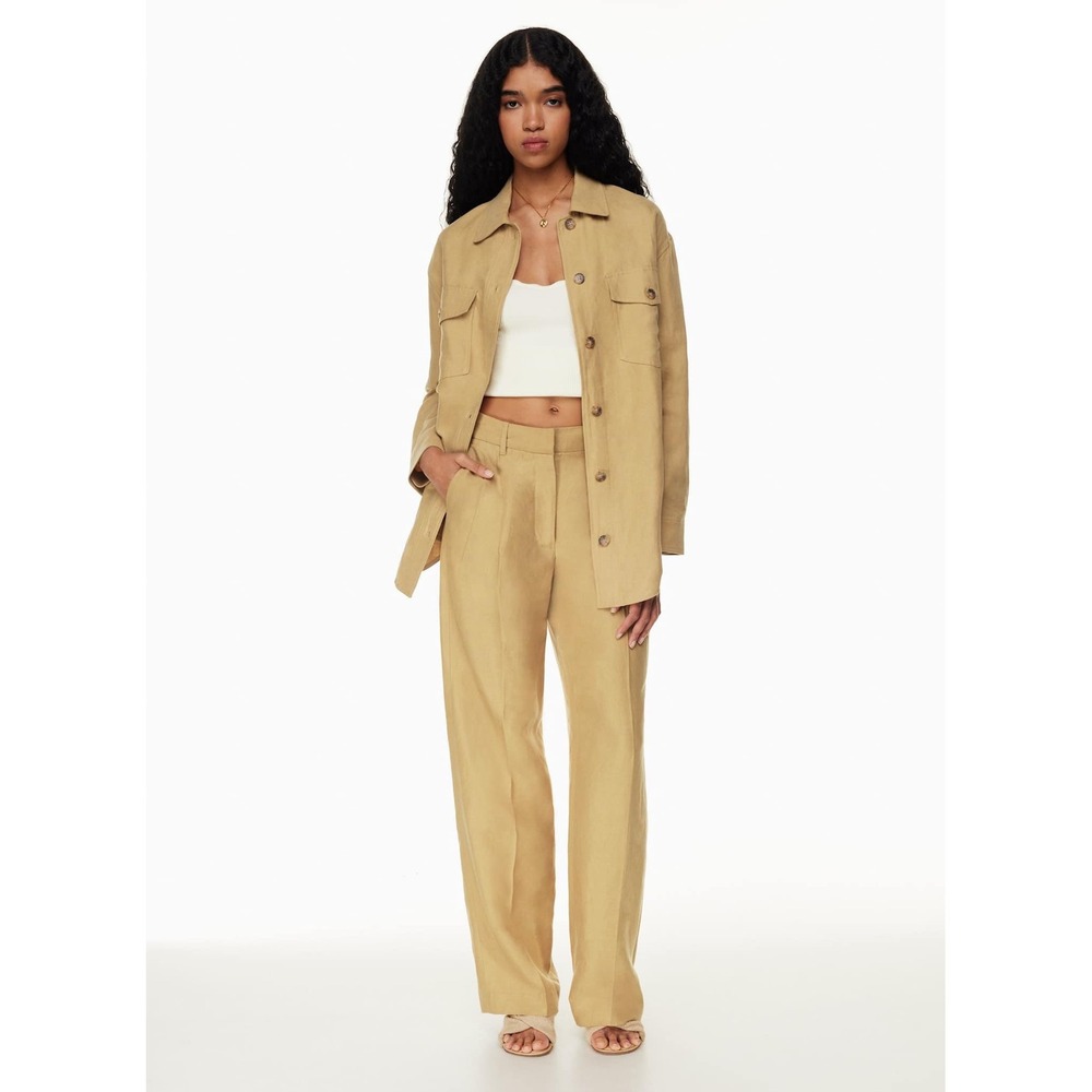Aritzia Wilfred The Ganna Linen Shirt Jacket Sandy Beige XS Shacket - Picture 2 of 16